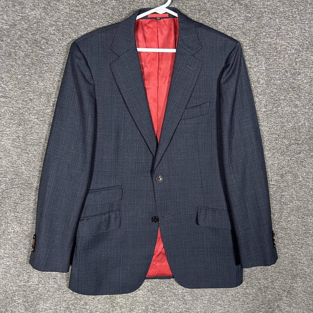 Suitsupply‎ Suit Jacket Mens 38R Blue Check Super 130s Wool Slim Fit E Thomas